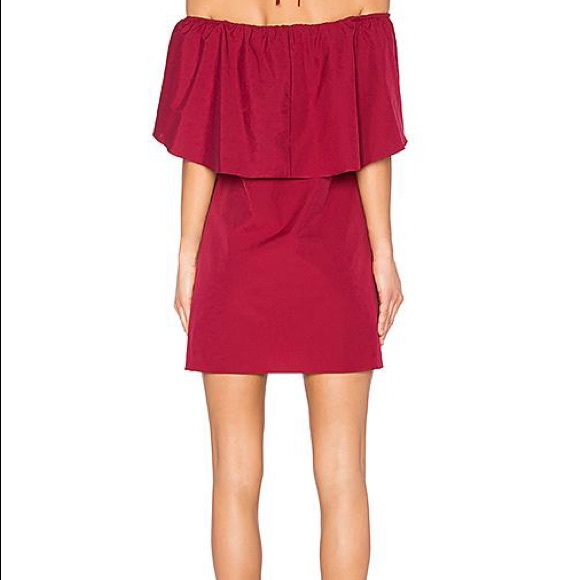 ALICE + OLIVIA JADE CAPED DRESS IN BRIGHT BORDEAUX - Picture 3 of 6